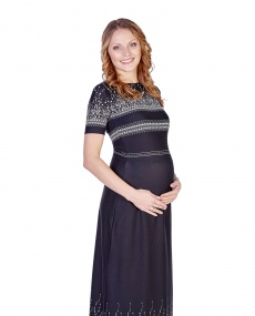 Платье для беременных Dr095 черное с белым