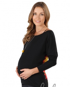 Блуза для беременных и кормящих мам Bl011 цветок на черном