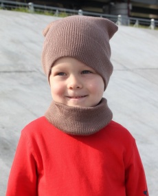 Детская тёплая шапочка  Dp241.12 светло-коричневая