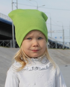 Детская теплая шапочка Dp241.6 зеленый горошек
